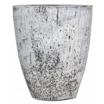 Vase ovale en céramique ADELPHOS, aspect pierre, blanc-gris foncé, 30x16,5x38,5cm