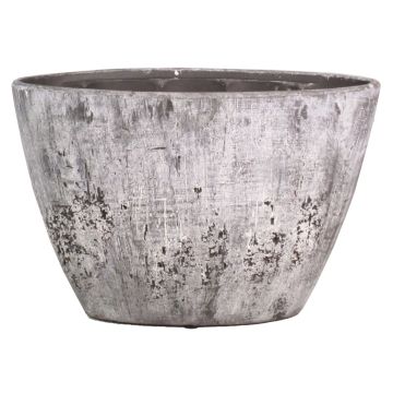 Pot à orchidée ovale en céramique ADELPHOS, aspect pierre, blanc-gris foncé, 32x14,5x22,5cm