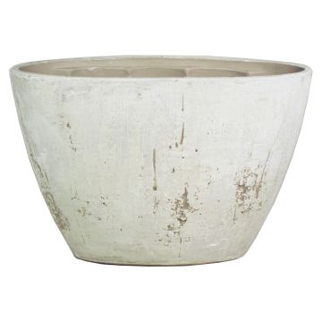 Pot à orchidée ovale en céramique ADELPHOS, aspect pierre, blanc-gris clair, 32x14,5x22,5cm