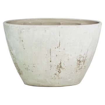 Pot à orchidée ovale en céramique ADELPHOS, aspect pierre, blanc-gris clair, 32x14,5x22,5cm