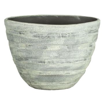 Pot ovale en céramique ADELPHOS, lignes, blanc-gris foncé, 45x20,5x34cm