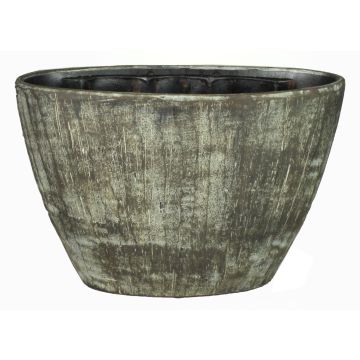 Pot à orchidée au style shabby chic RAKSCHA, céramique, lignes, brun-vert olive, 32x14,5x22,5cm
