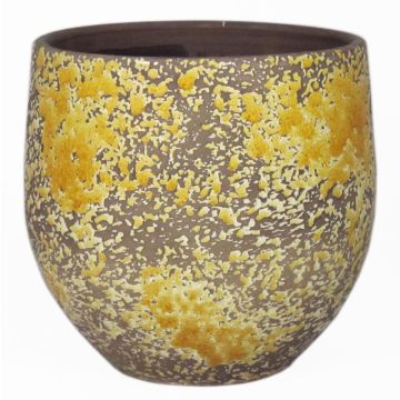 Pot en céramique rustique TSCHIL, dégradé, jaune ocre-brun, 16cm, Ø17cm