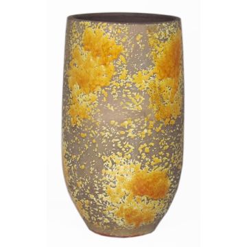 Vase en céramique rustique TSCHIL, dégradé, jaune ocre-brun, 35cm, Ø18cm