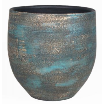 Pot de fleurs en céramique AETIOS, dégradé, bleu-or, 13cm, Ø14cm