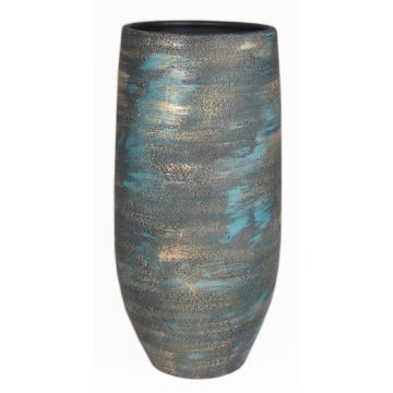 Vase à fleurs en céramique AETIOS, dégradé, bleu-or, 35cm, Ø18cm