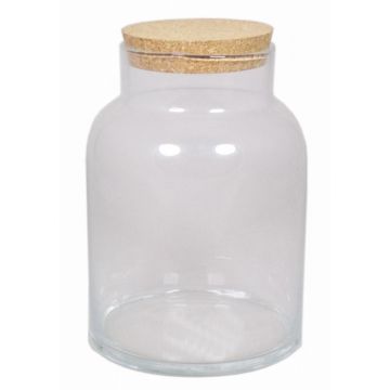 Bocal de conservation en verre ALUKA avec bouchon en liège, transparent, 31cm, Ø21cm