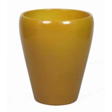Vase orchidée NAZARABAD, céramique, jaune ocre, 17cm, Ø14cm