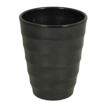 Pot à orchidée IZEH, céramique, noir, 17cm, Ø14cm