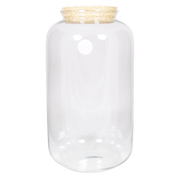 Bocal de conservation en verre ZAJI avec couvercle en liège, transparent, 43cm, Ø23cm