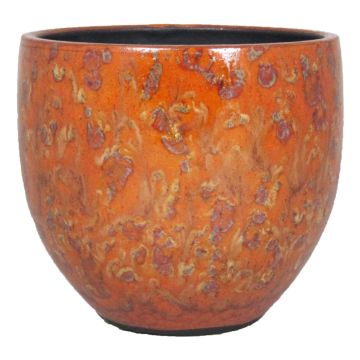 Cache-pot ELIEL en céramique, moucheté, orange-jaune, 13cm, Ø14cm