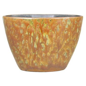 Cache-pot ovale ELIEL en céramique, moucheté, orange-jaune, 32x15x22cm