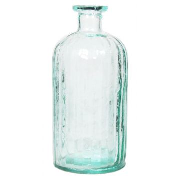 Bouteille en verre AYAKA avec rainures, transparent-bleu, 20cm, Ø8,5cm
