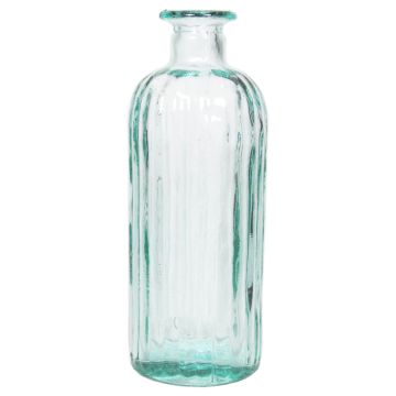 Bouteille en verre AYAKA avec rainures, transparent-bleu, 28cm, Ø10cm