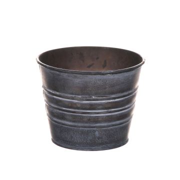 Pot rond en zinc MICOLATO avec rainures, gris, 9cm, Ø11,5cm