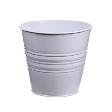 Pot rond en zinc MICOLATO avec rainures, blanc, 13cm, Ø15,5cm