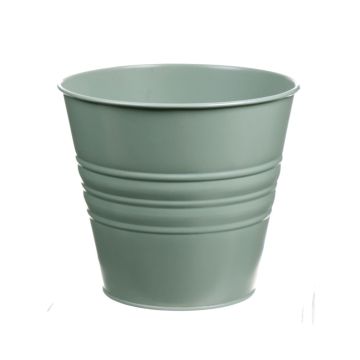 Pot rond en zinc MICOLATO avec rainures, vert jade, 13cm, Ø15,5cm