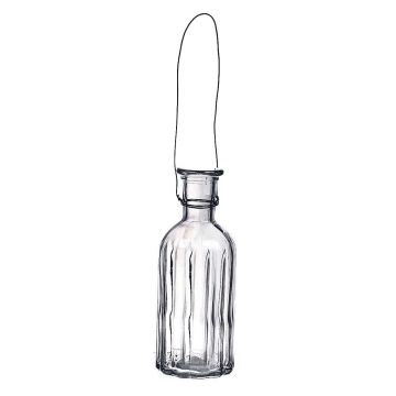 Bouteille en verre ANANKE avec rainures, à suspendre, transparent, 19cm, Ø7,4cm