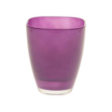 Vase carré en verre YULE, violet foncé, 17x13,5x13,5cm