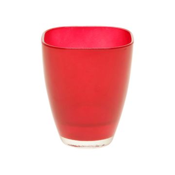 Vase carré en verre YULE, rouge, 17x13,5x13,5cm,