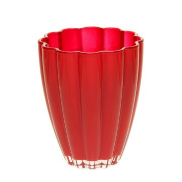 Petit vase en verre / vase de table BEA, rouge vin, 17cm, Ø14cm