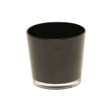 Bougeoir en verre ALENA, noir, 9cm, Ø10cm