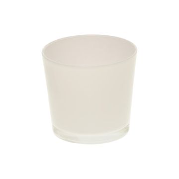 Bougeoir en verre ALENA, blanc, 9cm, Ø10cm