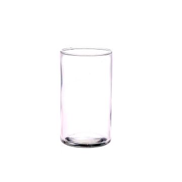 Vase à fleurs cylindrique SANNY en verre, transparent, 20cm, Ø11,5cm
