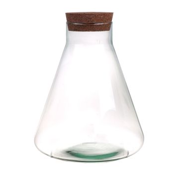 Bocal en verre / Terrarium JANTO, couvercle en liège, transparent, 25,5cm, Ø9cm/Ø22cm
