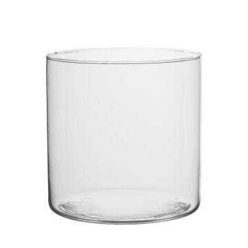 Porte-bougie cylindrique SANNY en verre, transparent, 15cm, Ø15cm