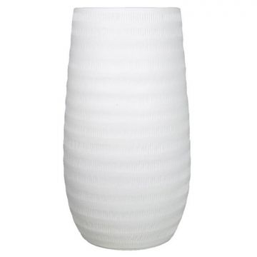 Vase en céramique TIAM avec rainures, blanc mat, 50cm, Ø26cm