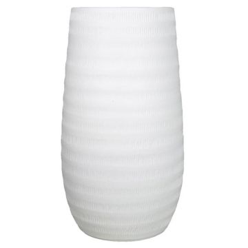 Vase en céramique TIAM avec rainures, blanc mat, 40cm, Ø22cm