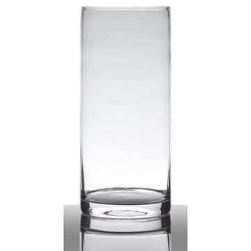 Vase cylindrique en verre SANSA EARTH, transparent, 35cm, Ø15cm