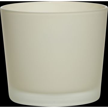 Cache-pot en verre ALENA FROST, beige mat, 12,5cm, Ø14,5cm
