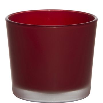 Verre à bougie ALENA FROST, rouge mat, 9cm, Ø10cm