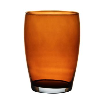 Vase rond en verre HENRY, orange-brun-transparent, 20cm, Ø14cm