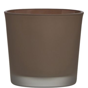 Cache-pot en verre ALENA FROST, brun mat, 11cm, Ø11,5cm