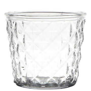 Verre à bougie IRYNA avec motif losange, transparent, 10cm, Ø11cm