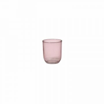 Porte-bougie JOFFREY en verre, rose, 8cm, Ø7cm