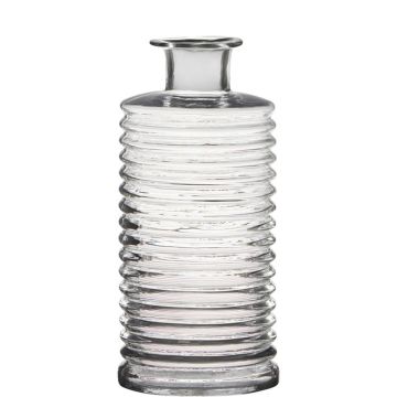 Bouteille décorative en verre STUART avec rainures, transparent, 31cm, Ø14,5cm