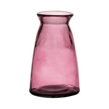 Vase à fleurs TIBBY en verre, rose fuchsia-transparent, 14,5cm, Ø9,5cm