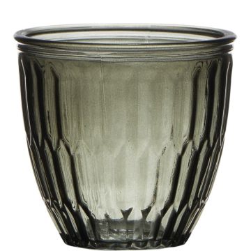 Pot à plantes JOCELYN en verre, motif, gris-transparent, 10cm, Ø11cm