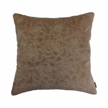 Coussin en velours ALAIA, motif roses, rose, 45x45cm