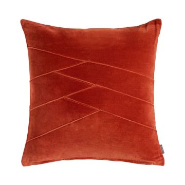 Coussin douillet en velours NOELANI, coutures décoratives obliques, orange, 45x45cm