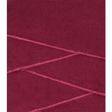 Coussin douillet en velours NOELANI, coutures décoratives obliques, magenta, 45x45cm