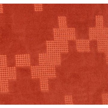 Coussin moelleux en velours ANJALI, orange, motif zigzag, 45x45cm
