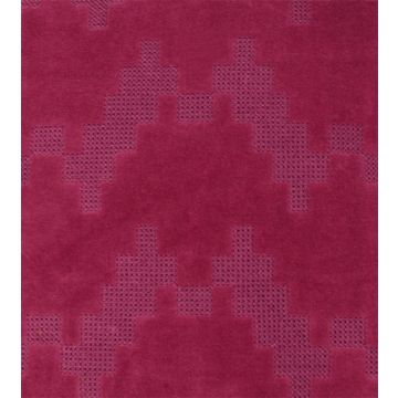 Coussin moelleux en velours ANJALI, magenta, motif zigzag, 45x45cm