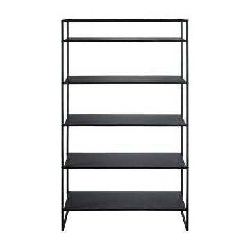 Étagère au style industriel métallique QUIANA, 5 étagères, noir, 120x40x200cm Étagère au style industriel métallique QUIANA, 5 étagères, noir, 120x40x200cm