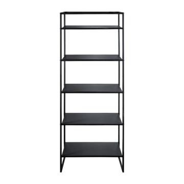 Étagère au style industriel métallique QUIANA, 5 tablettes, noir, 80x40x200cm Étagère au style industriel métallique QUIANA, 5 tablettes, noir, 80x40x200cm