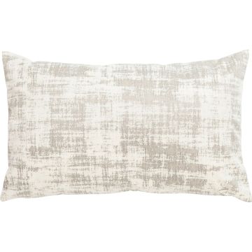 Coussin décoratif LORIKA, crème-blanc, aspect velours, 50x30cm